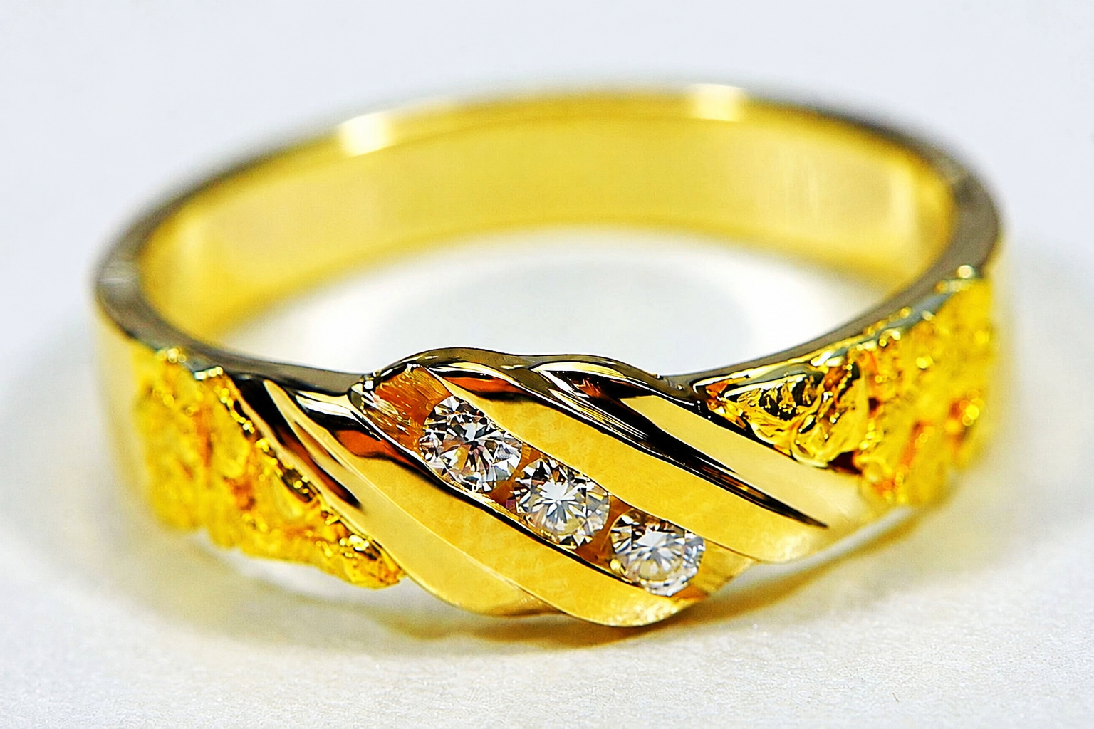 Diamond Accent Gold Nugget Ring