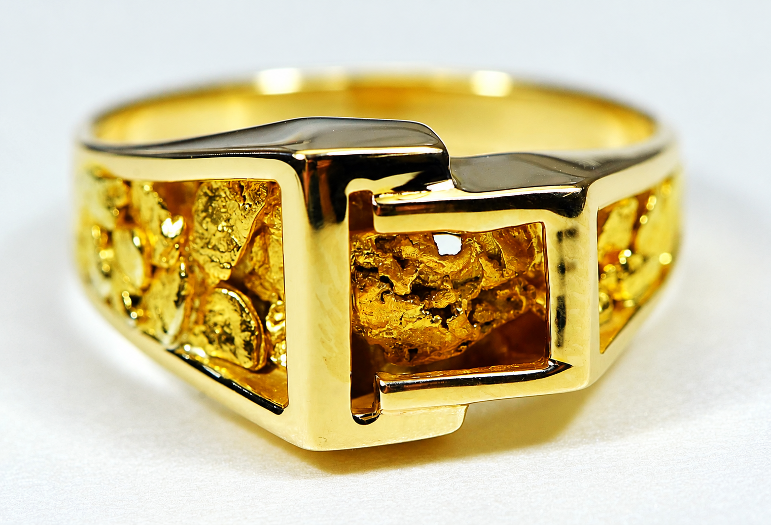 Square Gold Nugget Ring