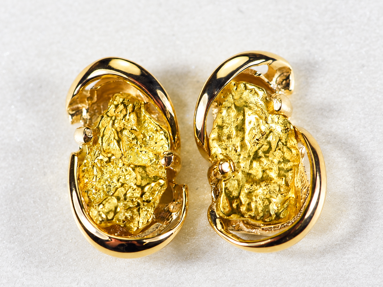 Oval Gold Nugget Earrings