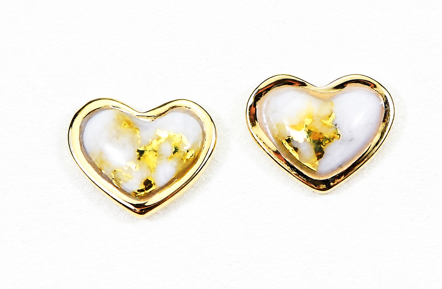 Heart Gold Quartz Earrings