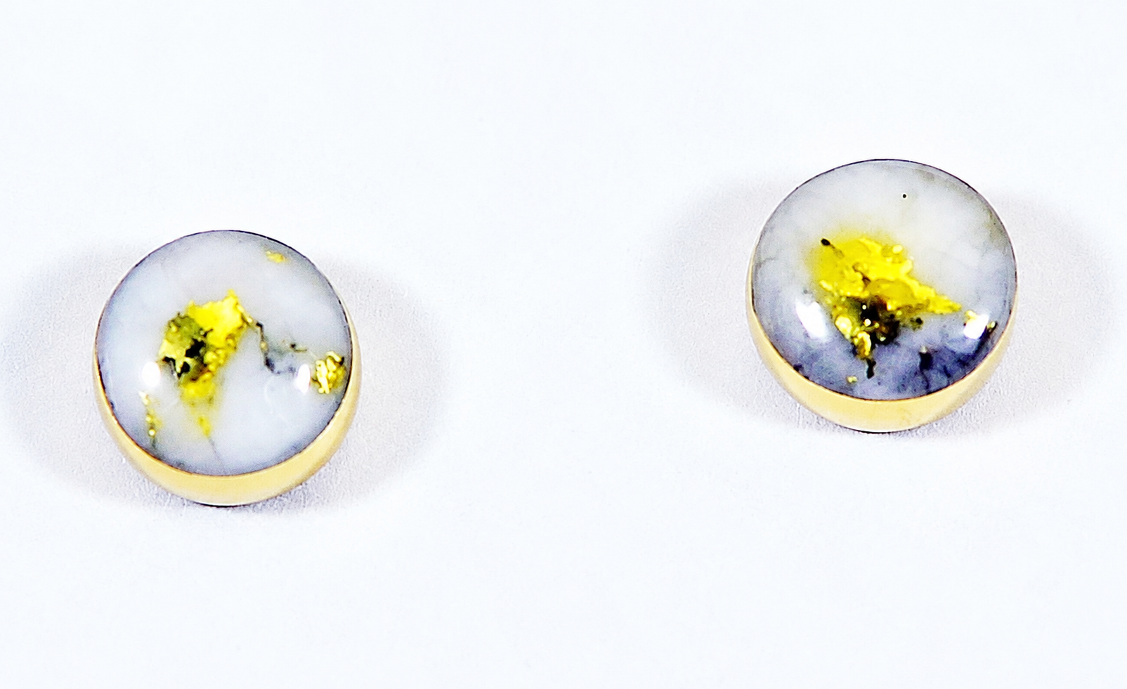 Round Gold Quartz Stud Earrings