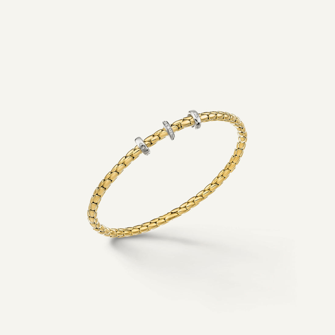 Chimento Gold flexible bracelet with diamonds — Yellow · White Diamond · One size