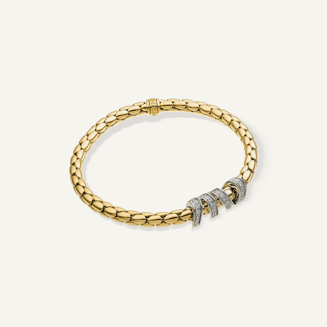 Chimento Gold flexible bracelet with diamonds — Yellow · White Diamond · One size