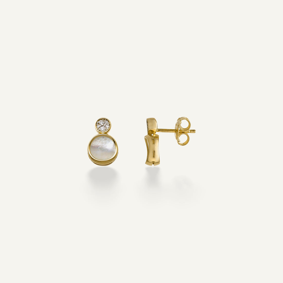 Chimento Gold earrings with mother of pearl and diamonds — Yellow · Mother of Pearl and Diamonds · One size