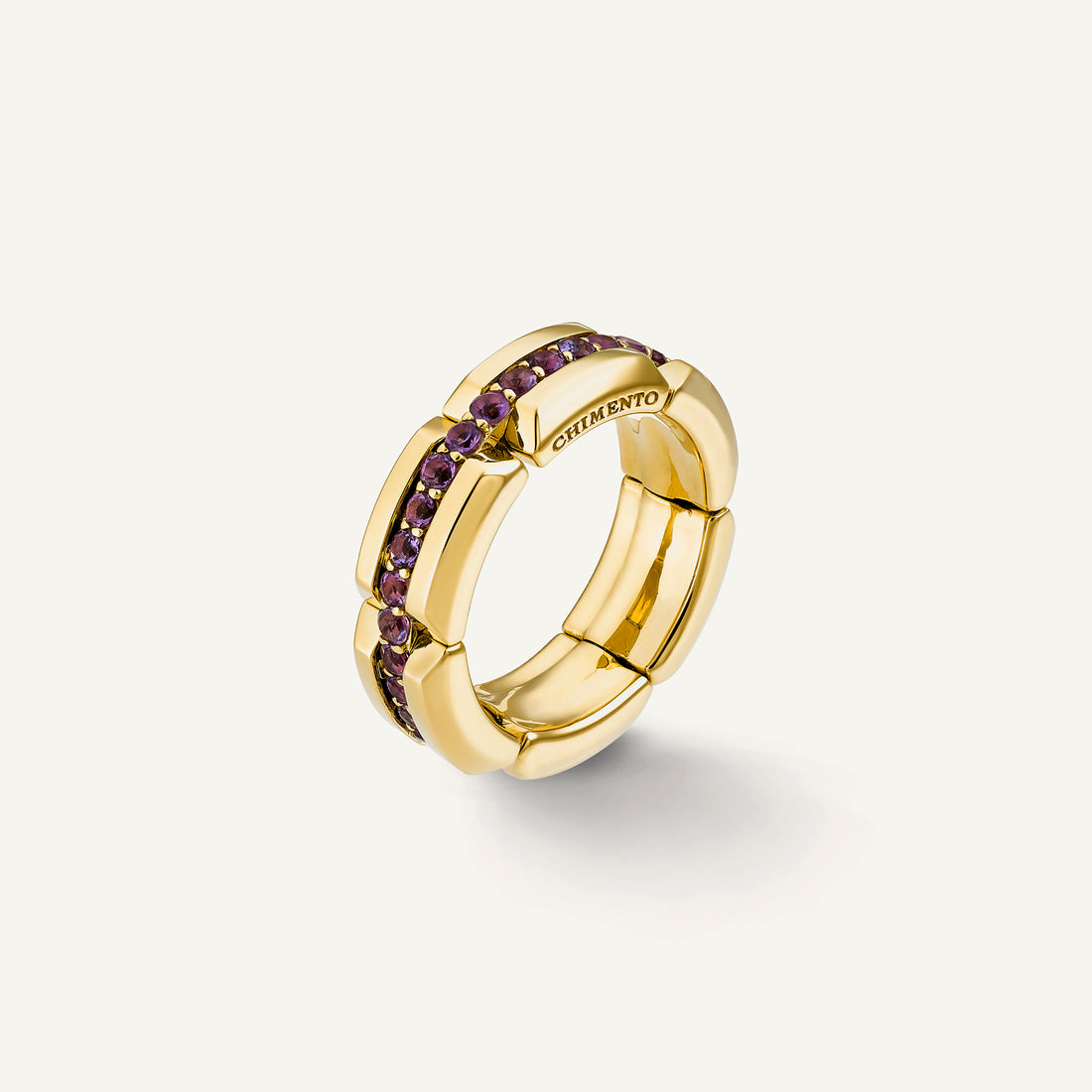 Chimento Gold ring with colored gemstones — Yellow · Amethyst · One size