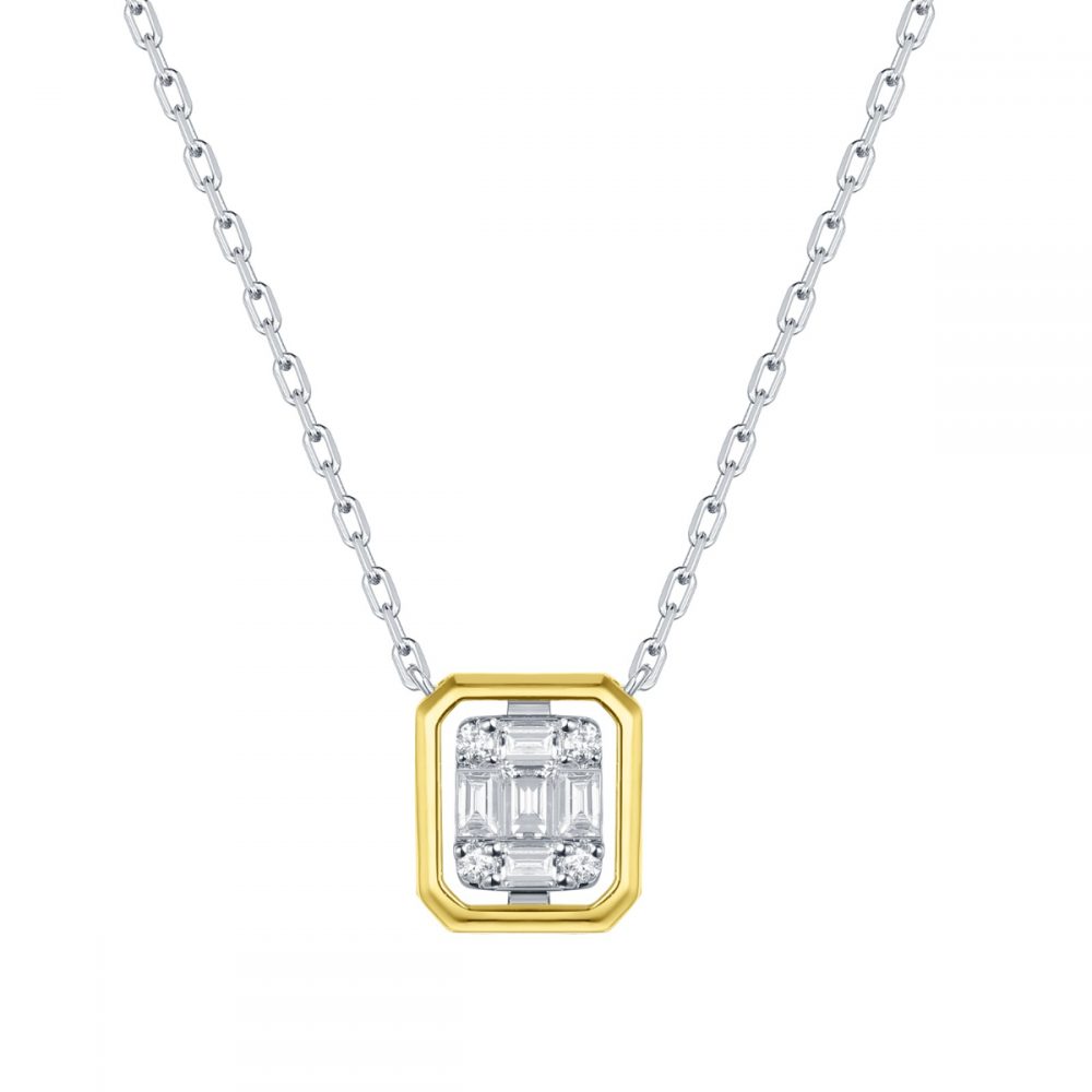 NL35997WHT – 18K Yellow and White Gold Diamond Necklace, 0.23 TCW