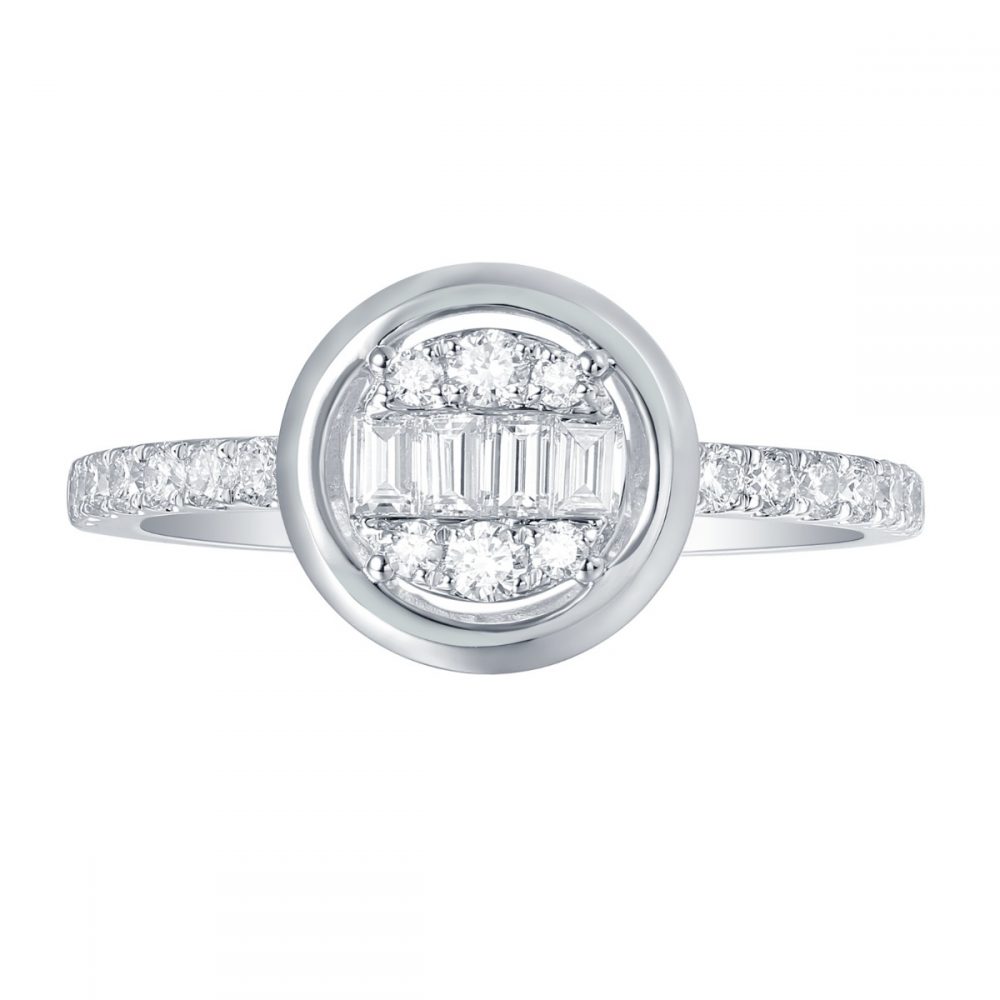 R36575WHT – 18K White Gold Diamond Ring, 0.57 TCW