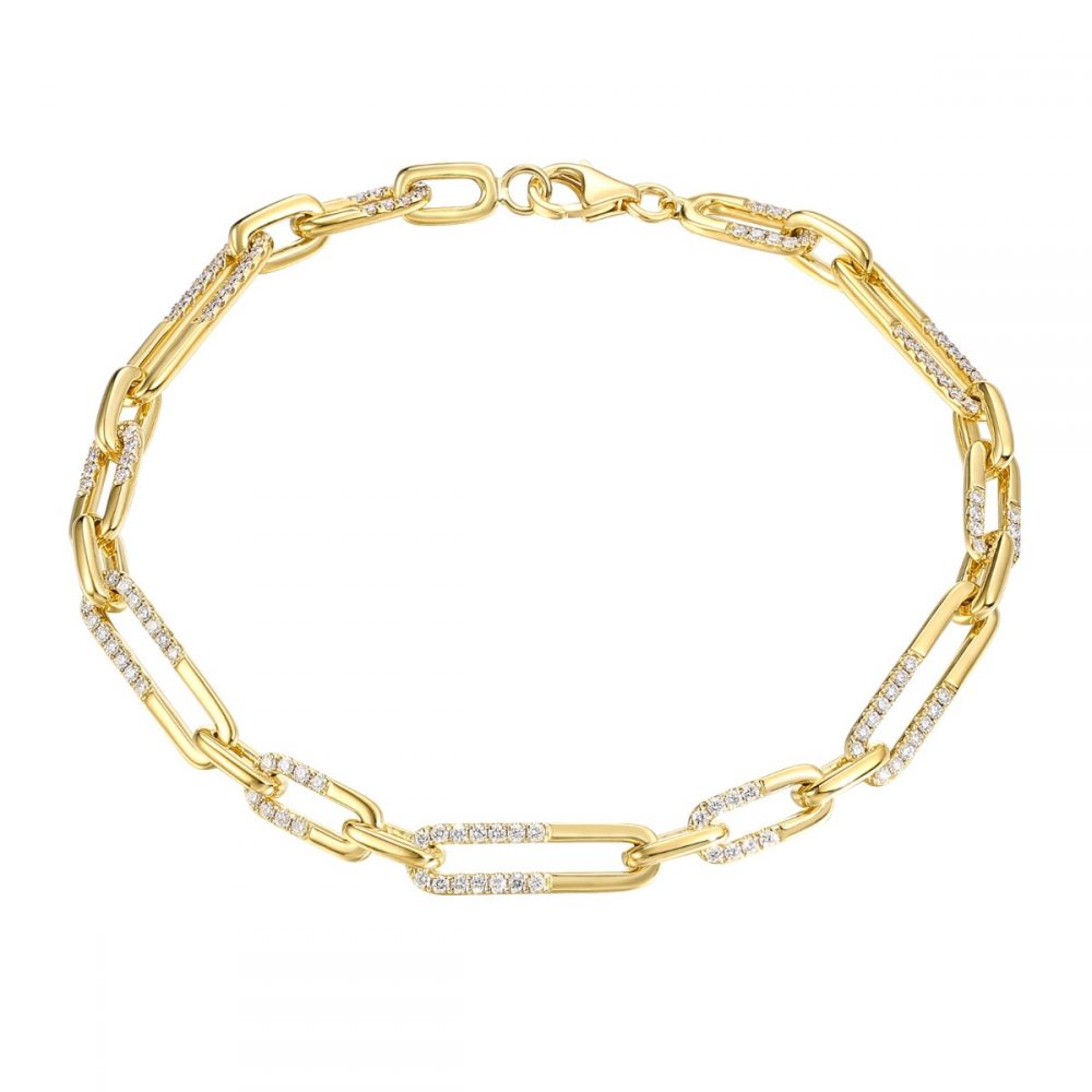 BL36810WHT – 18K Yellow Gold Diamond Bracelet, 0.99 TCW
