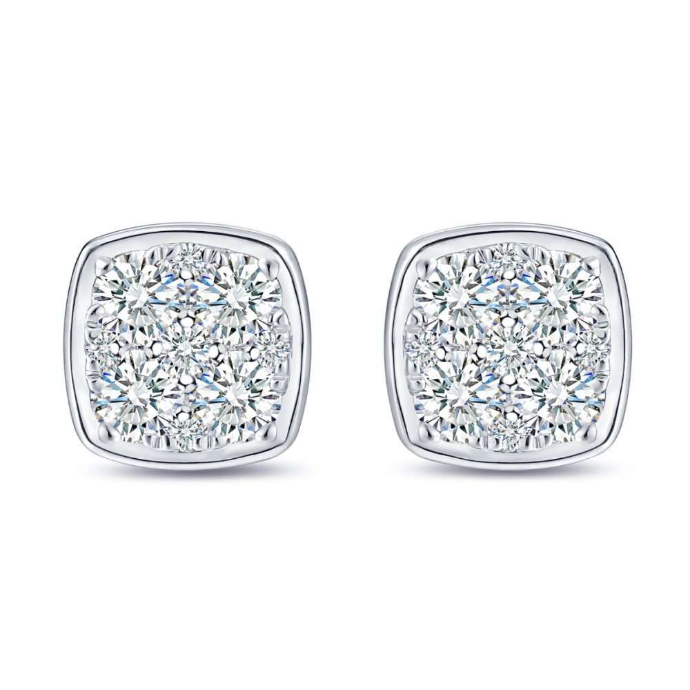 E35525WHT – 18K White Gold Diamond Earring, 0.75 TCW
