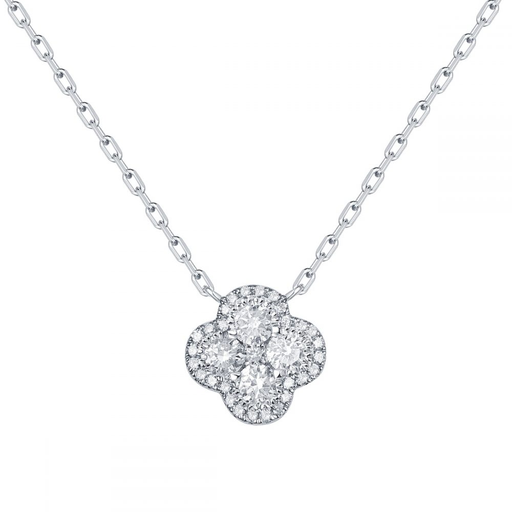 NL36989WHT – 18K White Gold Diamond Necklace, 0.39 TCW