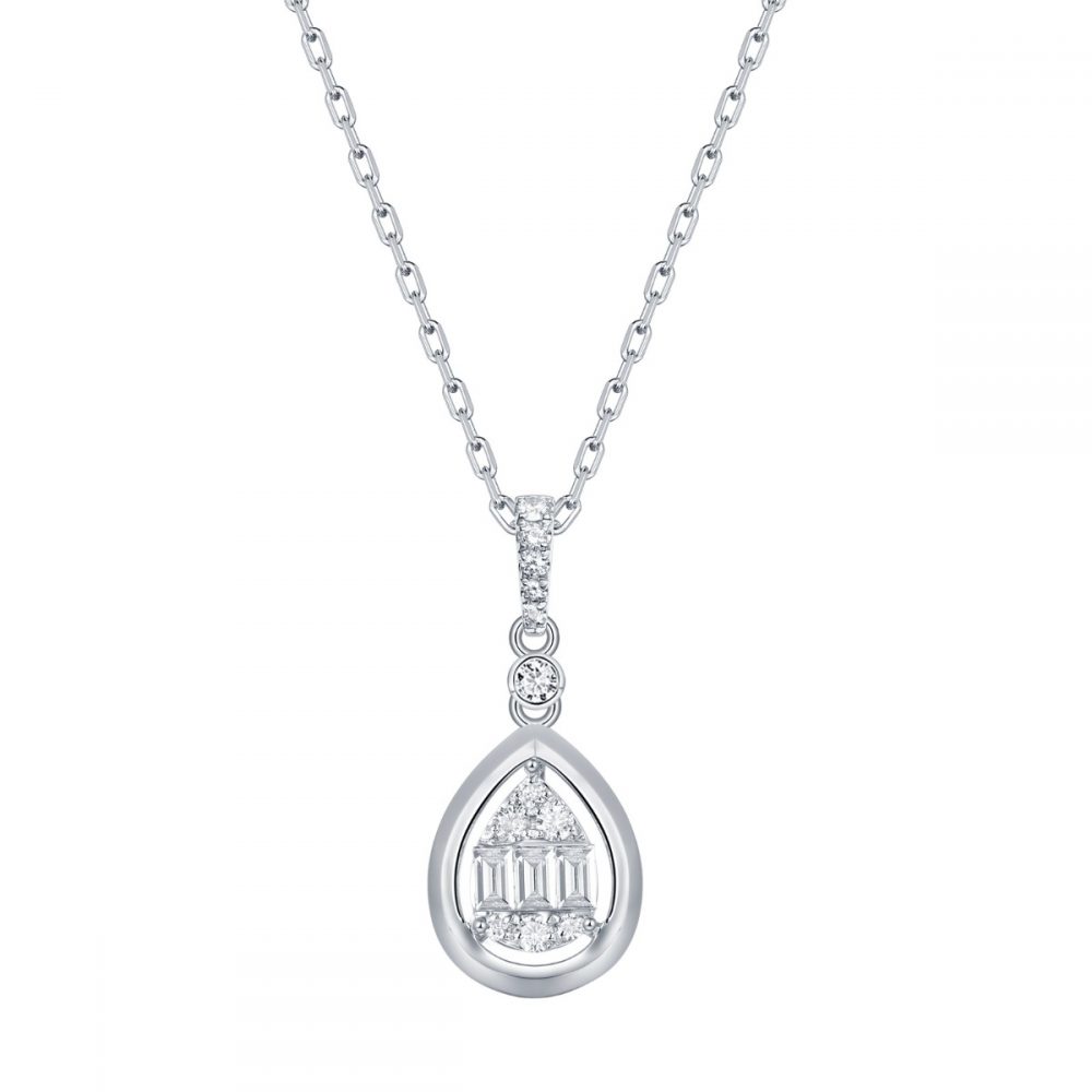 P36582WHT – 18K White Gold Diamond Pendant, 0.23 TCW