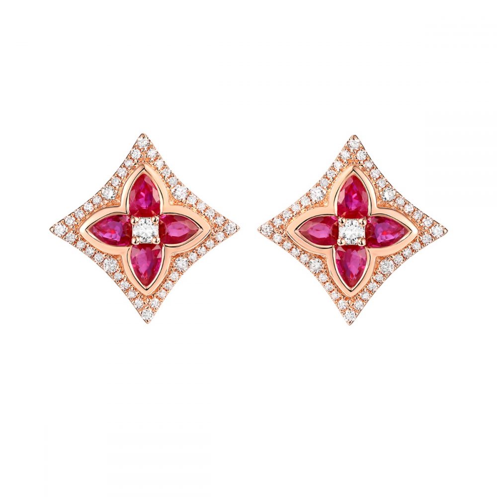 E36382WRB – 18K Rose Gold Diamond and Gemstone Earring, 1.77 TCW