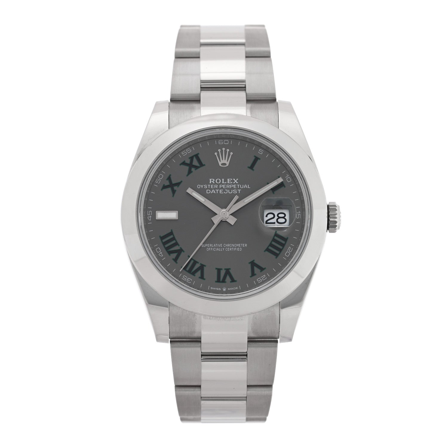 Rolex Stainless Steel 41mm Oyster Perpetual Wimbledon Datejust Watch Slate 126300 — representative example