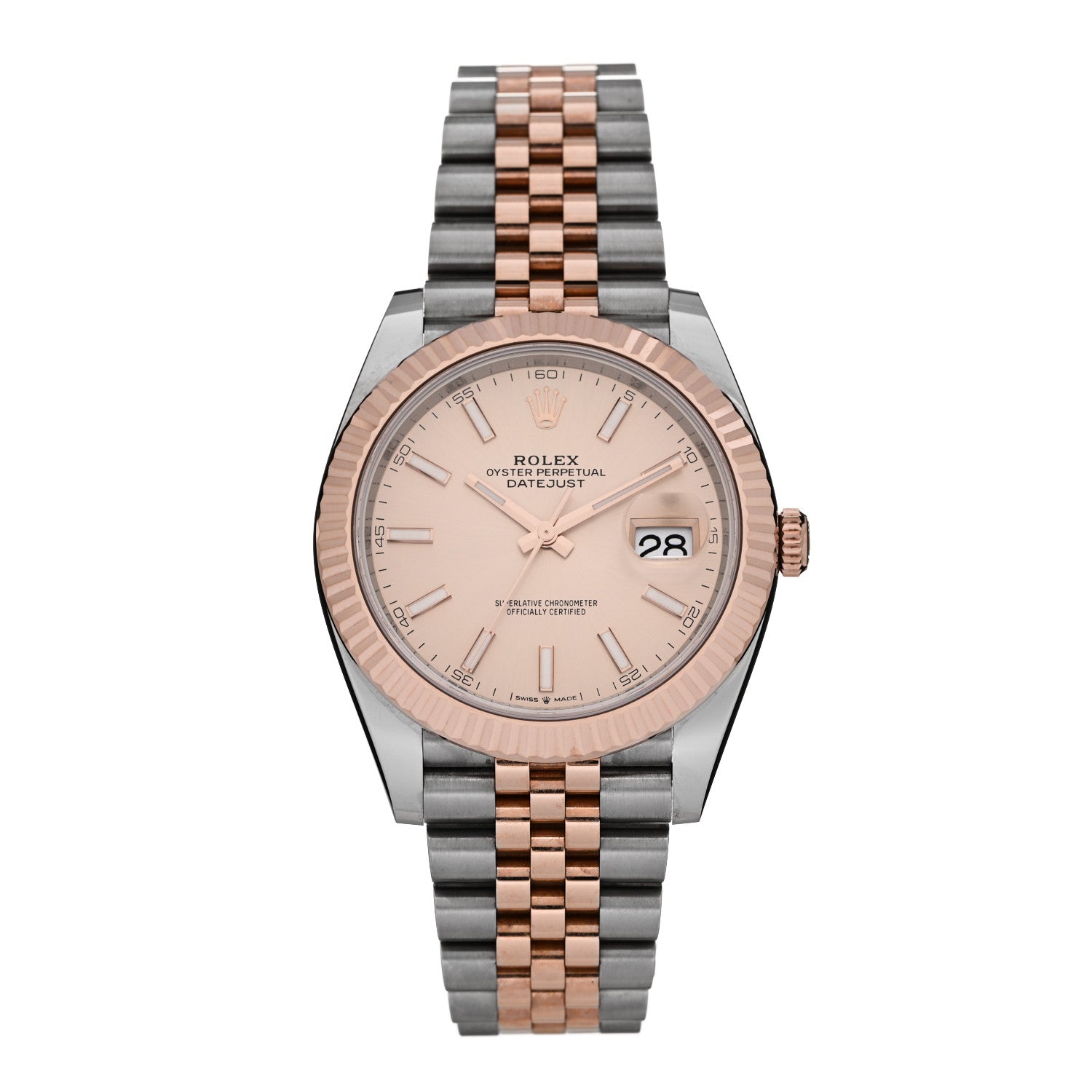 Rolex Stainless Steel 18K Everose Gold 41mm Oyster Perpetual Datejust Watch Sundust 126331 — representative example