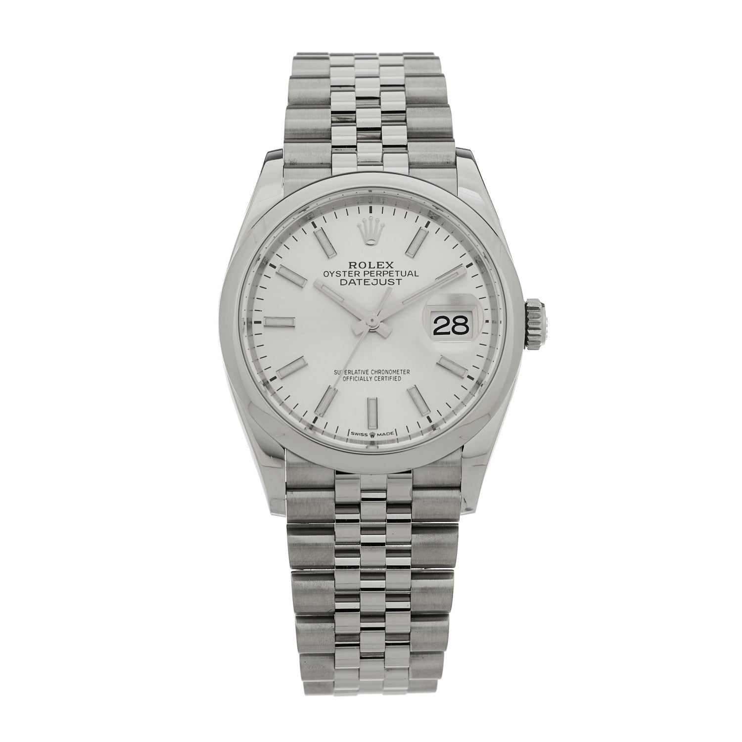 Rolex Stainless Steel 36mm Oyster Perpetual Datejust Watch Silver 126200 — representative example