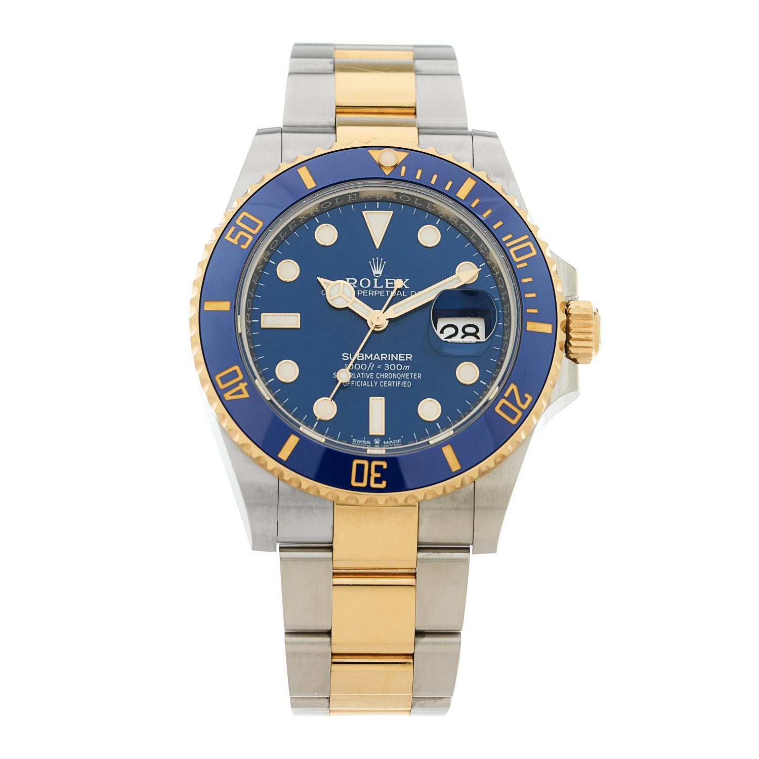 Rolex Stainless Steel 18K Yellow Gold 41mm Submariner Date Watch Royal Blue 126613LB — representative example