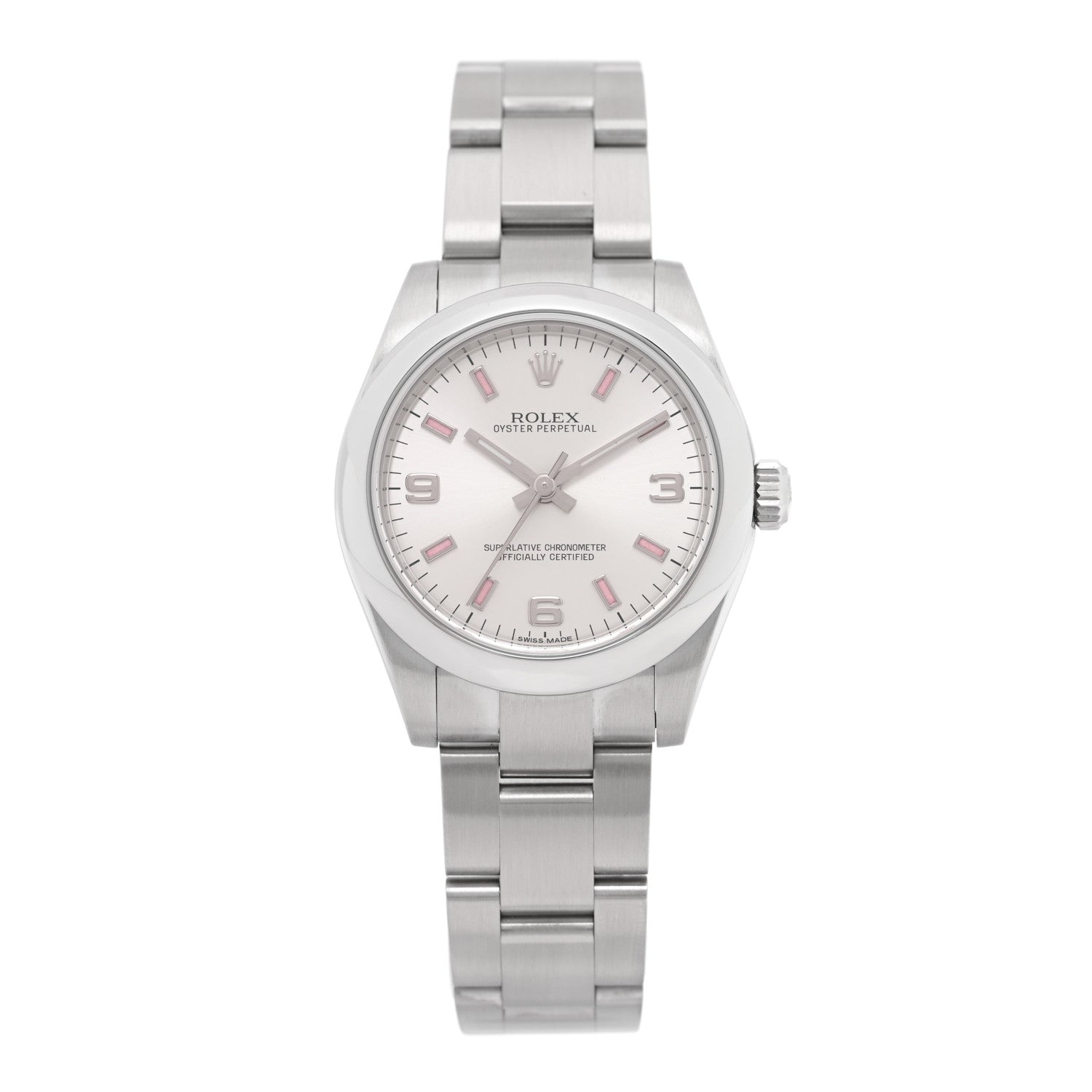 Rolex Stainless Steel 31mm Oyster Perpetual Watch Pink Index 177200 — representative example