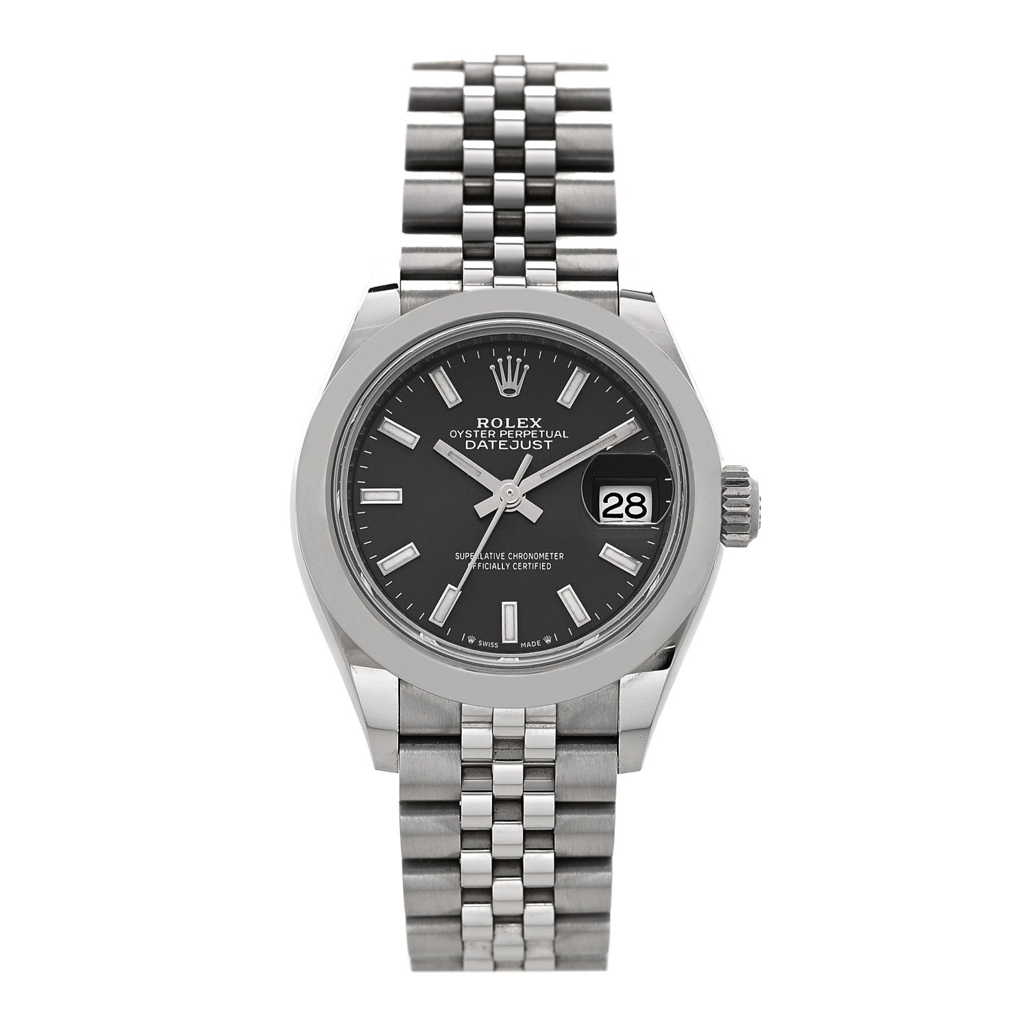 Rolex Stainless Steel 28mm Oyster Perpetual Datejust Watch Dark Grey 279160 — representative example